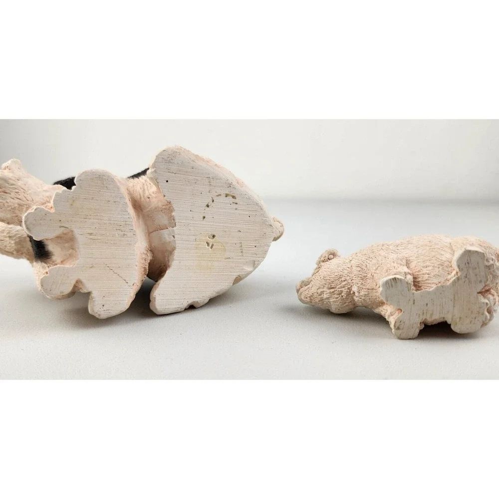 Stone Critters‎ Mama & Piglet  Pig Figurines HAMPSHIRE PIGS Farm Animal